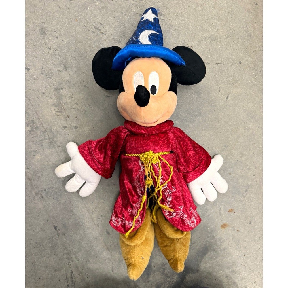Disney Parks Sorcerer Mickey Mouse Plush Stuffed Toy Red Robe Blue Hat 2006